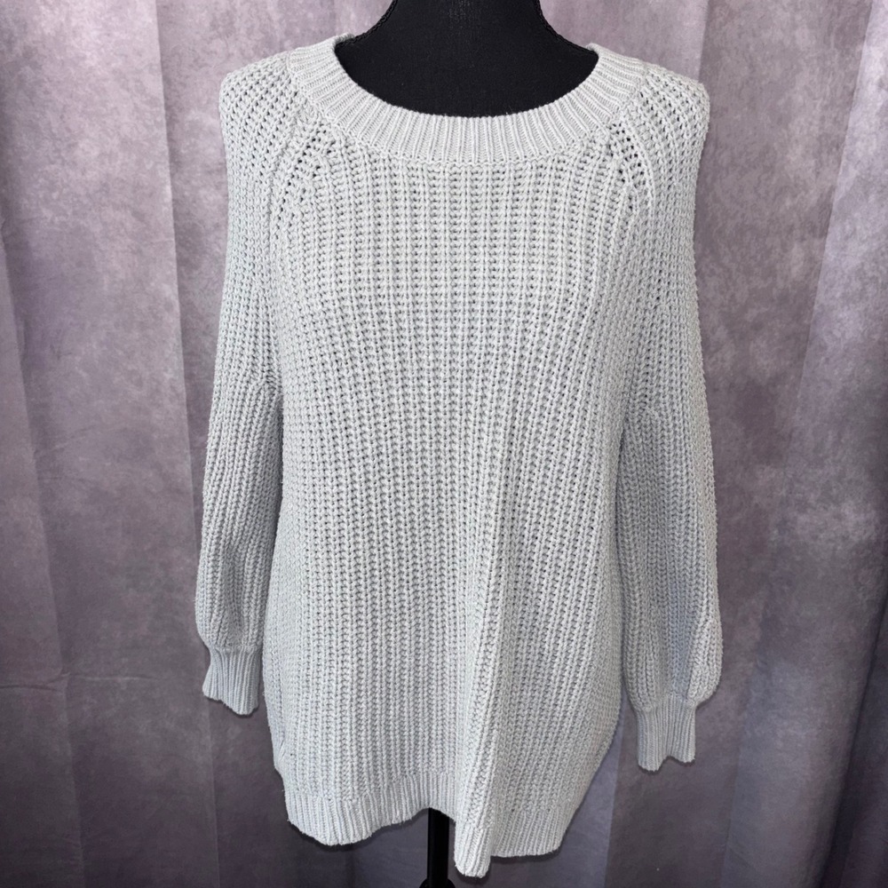 Aerie Women Small Gray Chunky Knit Oversized‎ Cozy Sweater Minimalist Hygge